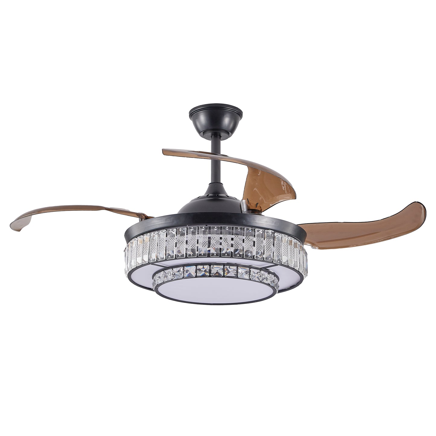 Stylish Retractable Ceiling Fan with LED Light - 4-Blade Design, Remote Control