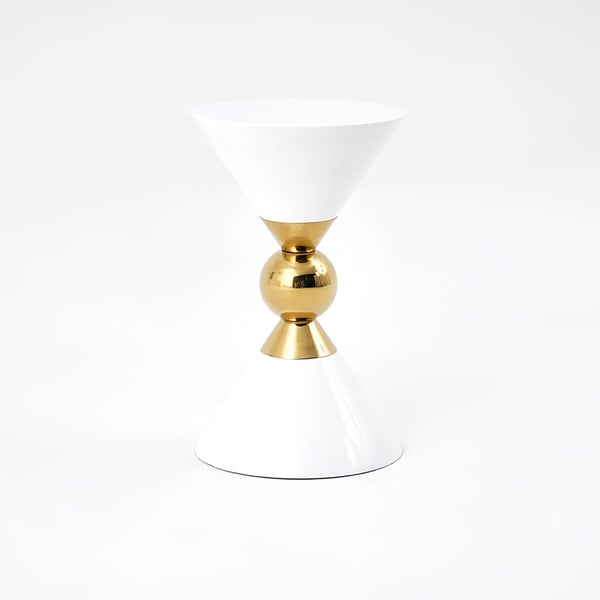 Modern Round White End Table of Hourglass Fiberglass