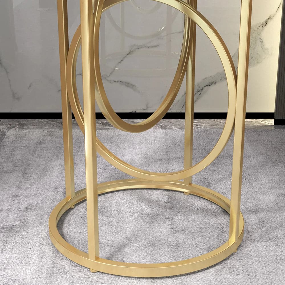 Black Round End Table Marble Top Side Table Metal in Gold