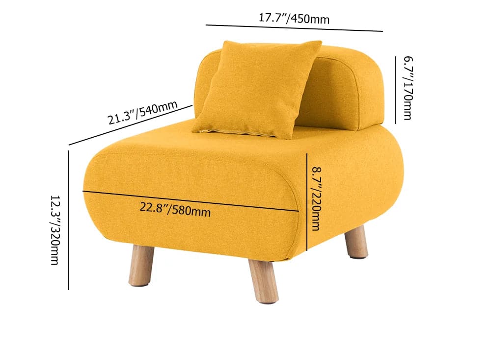 Modern Yellow Accent Chair with Cotton and Linen Upholstered and Pillow Included