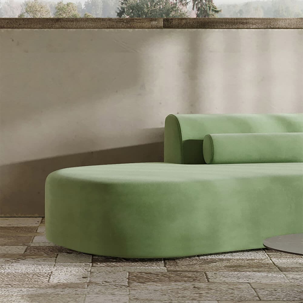 109 inch Modern Green Curved Velvet Sectional Sofa 4-Seater Couch Upholstered with Pillows#Green