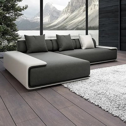 112" Cotton & Linen 4-Seater Modern Corner Modular Sectional Sofa L-Shaped Upholstered