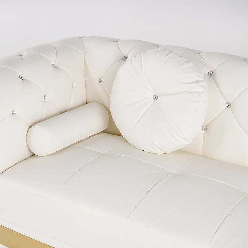 Modern L-Shaped White Corner Sectional Sofa 5-Seater Loveseat with Chaise Pillows#RightHandFacing
