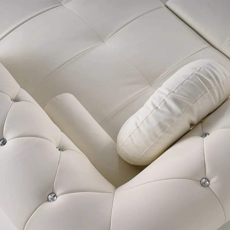 Modern L-Shaped White Corner Sectional Sofa 5-Seater Loveseat with Chaise Pillows#RightHandFacing