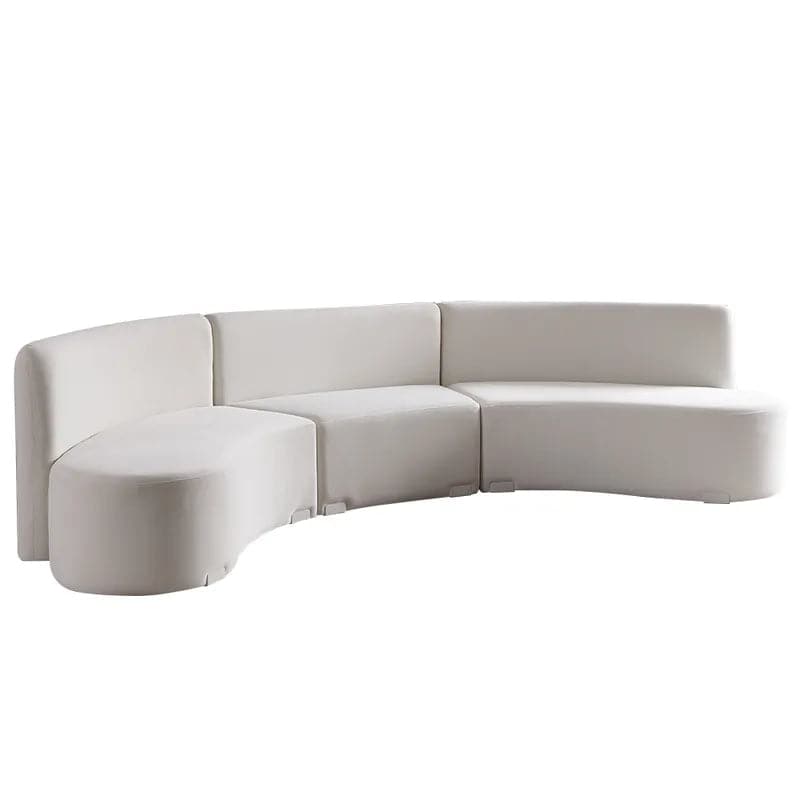 Canapé de sol sectionnel incurvé blanc moderne de 120 pouces, revêtement en velours pour le salon 