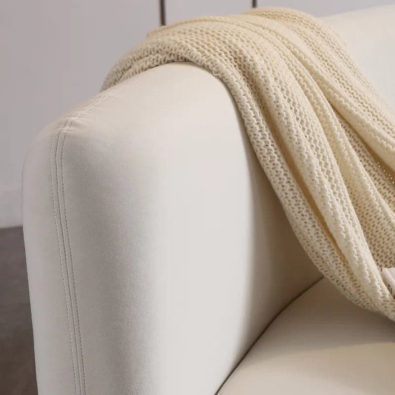 120" Modern White Curved Sectional Floor Sofa Velvet Upholstery for Living Room