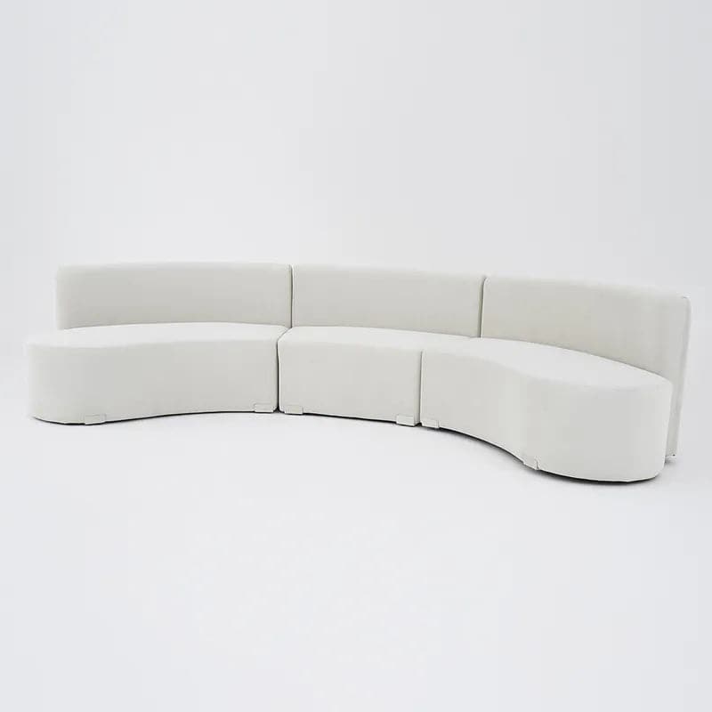 120" Modern White Curved Sectional Floor Sofa Velvet Upholstery for Living Room