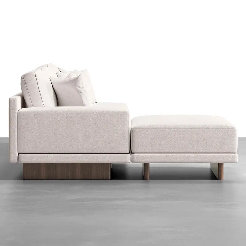 126" L-Shaped Off-White Modular Sectional Sofa Chaise with Ottoman for Living Room