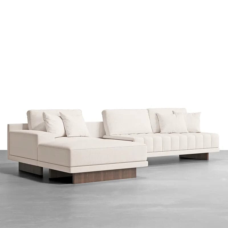 126" L-Shaped Off-White Modular Sectional Sofa Chaise with Ottoman for Living Room