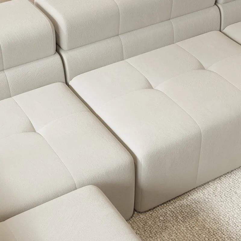 133" L-Shaped Modern Off White Velvet Modular Sectional Sofa with Chaise