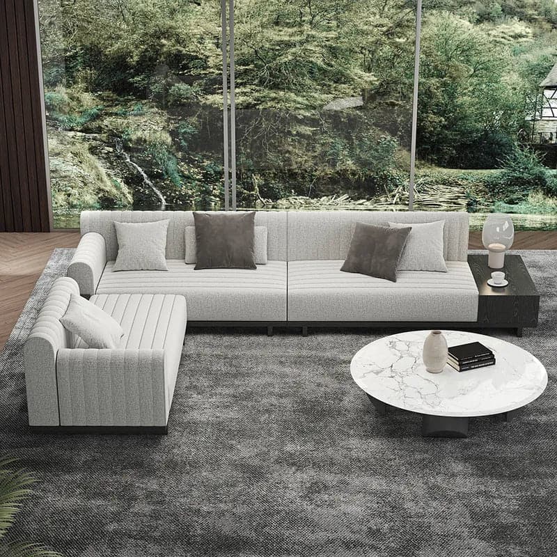 157 Modern Corner L Shaped Sectional Sofa Cotton Linen