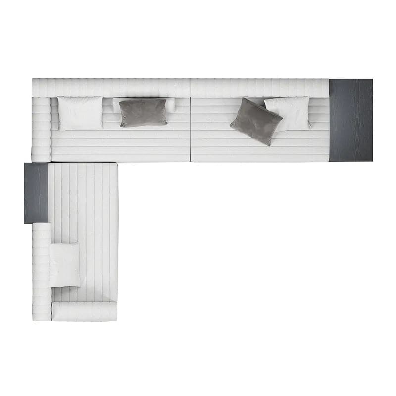 Canapé sectionnel d'angle moderne en forme de L de 157 po en coton et lin avec rangement ouvert sur le côté