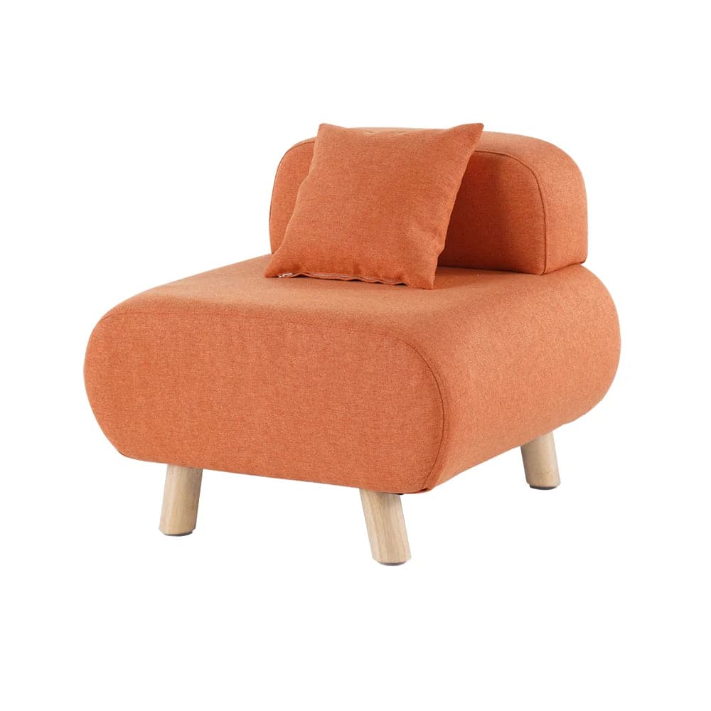 Modern Orange Accent Chair with Cotton and Linen Upholstered and Pillow Included