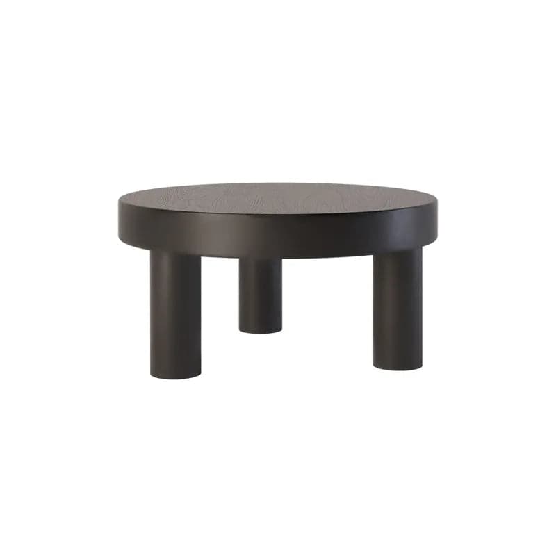 23.6" Round Black Pine Wood Coffee Table Center Table for Living Room