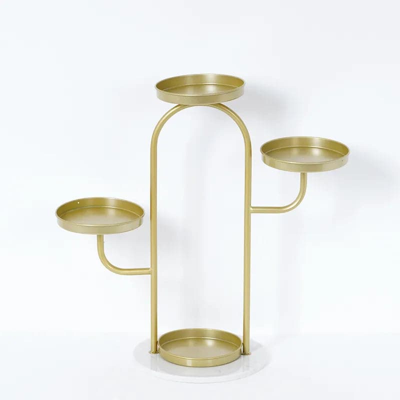 Modern Tree-Shaped 46-Tiered Plant Stand in Gold (Set of 2)