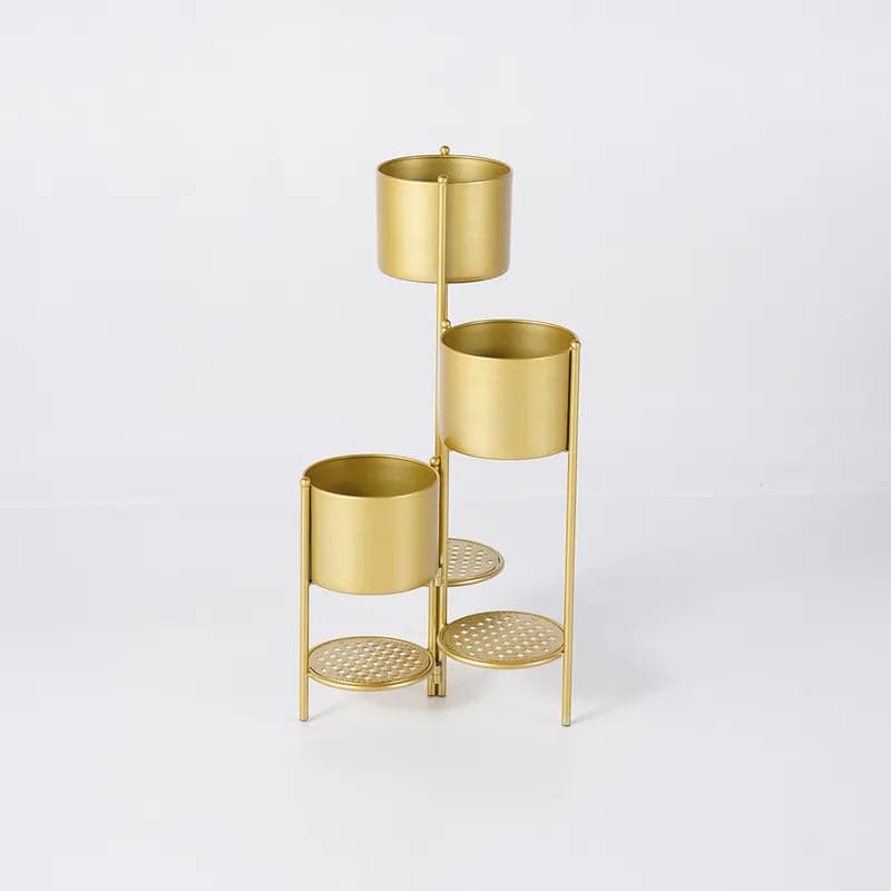 31.4 Tall Metal Plant Stand Indoor Modern 3 Tier Corner Planter in Gold