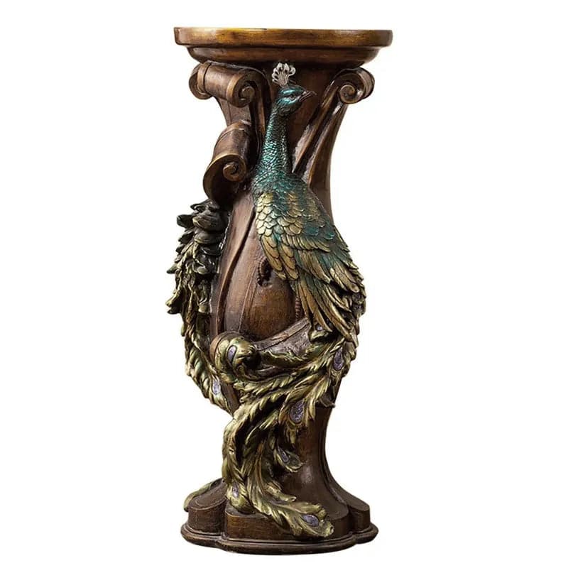 32.5 Rustic Peacock Plant Stand Indoor Multi-Colored Freestanding Planter