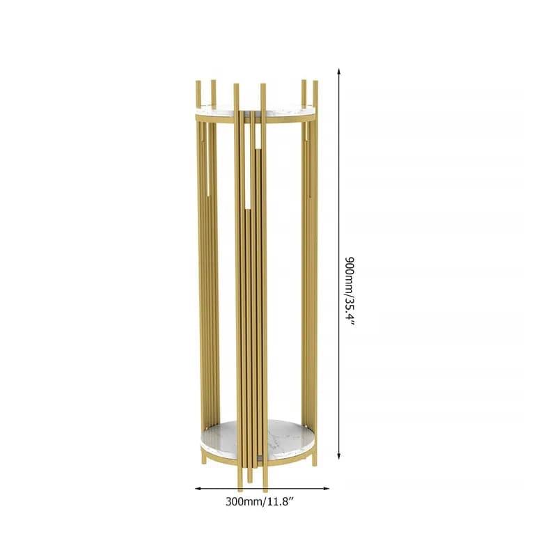 Support pour plantes d'angle moderne à 2 niveaux en métal de 35,4 pouces de hauteur pour l'intérieur