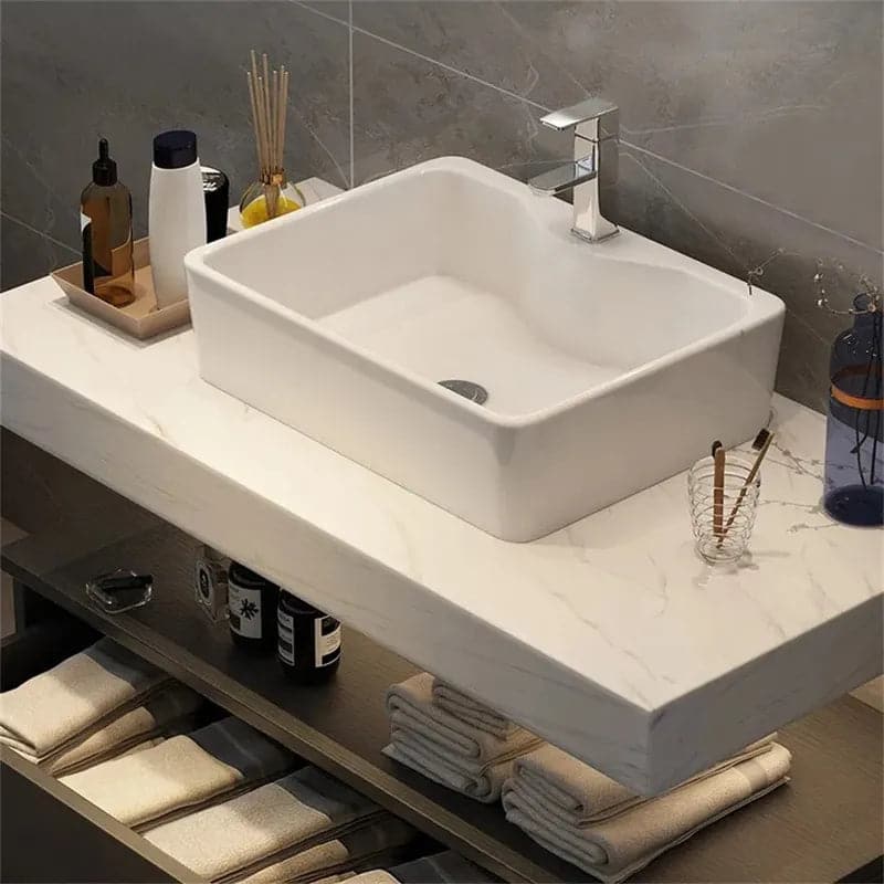 Ensemble de meuble-lavabo flottant moderne 35"/40" avec lavabo simple blanc et noir