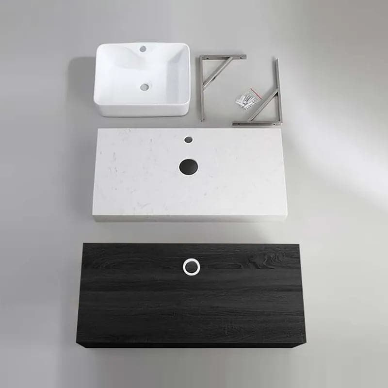 Ensemble de meuble-lavabo flottant moderne 35"/40" avec lavabo simple blanc et noir
