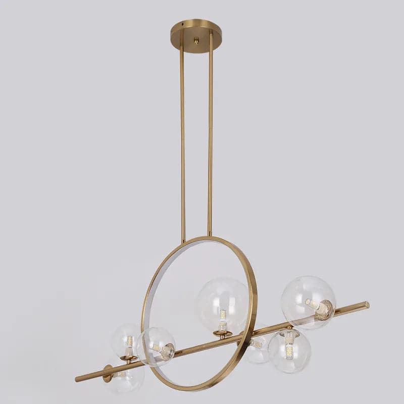 Modern Linear Gold Kitchen Island Light 7-Light Glass Globe Shade#Gold