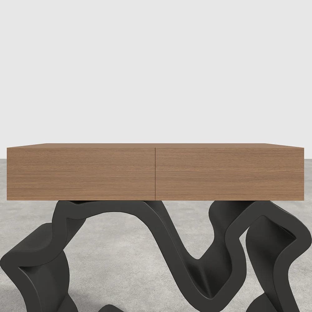 Table console moderne de 39,4 po en noyer et noir avec tiroirs