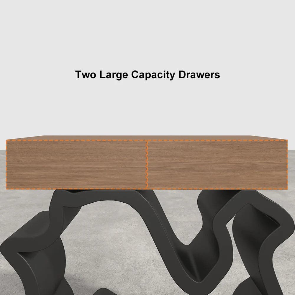 Table console moderne de 39,4 po en noyer et noir avec tiroirs