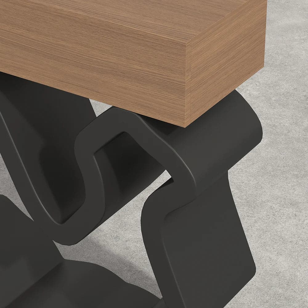 Table console moderne de 39,4 po en noyer et noir avec tiroirs