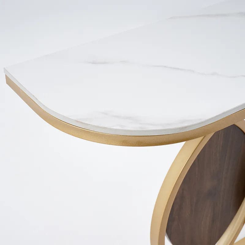 Table console blanche de 39,4 po, table d'appoint moderne pour entrée avec plateau en pierre frittée