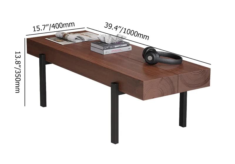 39" Rustic Rectangular Coffee Table Small Narrow Cocktail Table