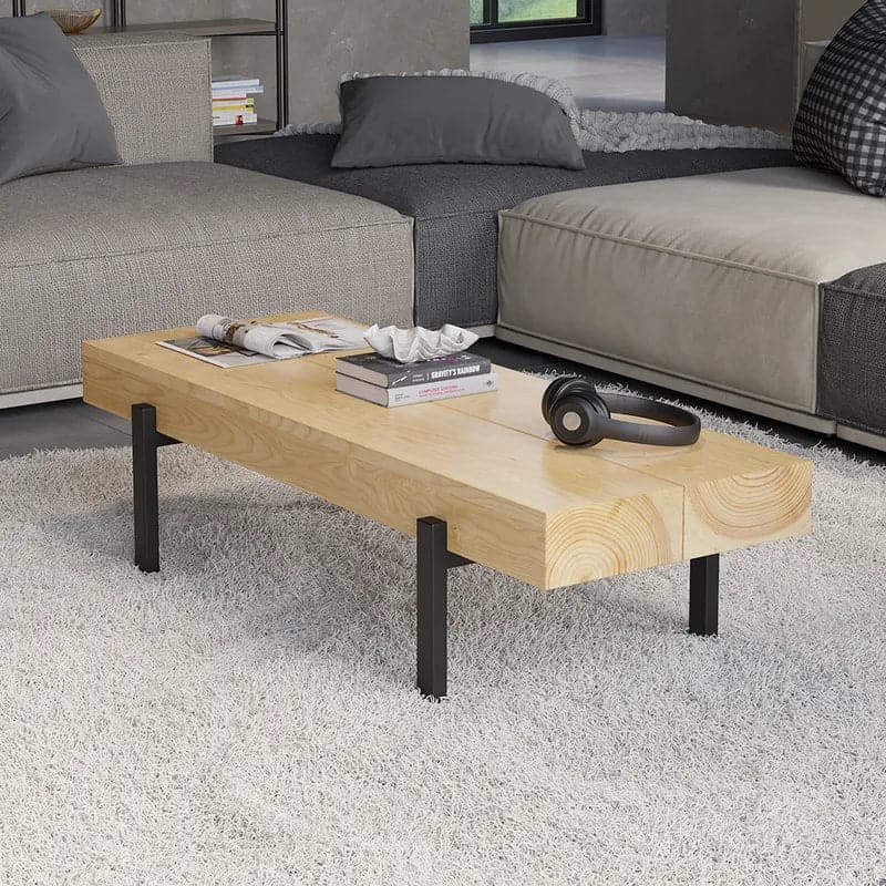 39" Rustic Rectangular Coffee Table Small Narrow Cocktail Table