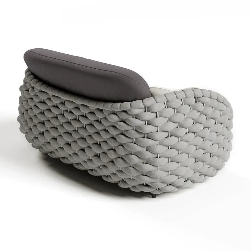 Canapé d'extérieur moderne 3 places en corde de textilène tissée avec coussin amovible gris