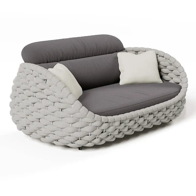 3 Seater Modern Woven Textilene Rope Outdoor Sofa with Removable Cushion Gray