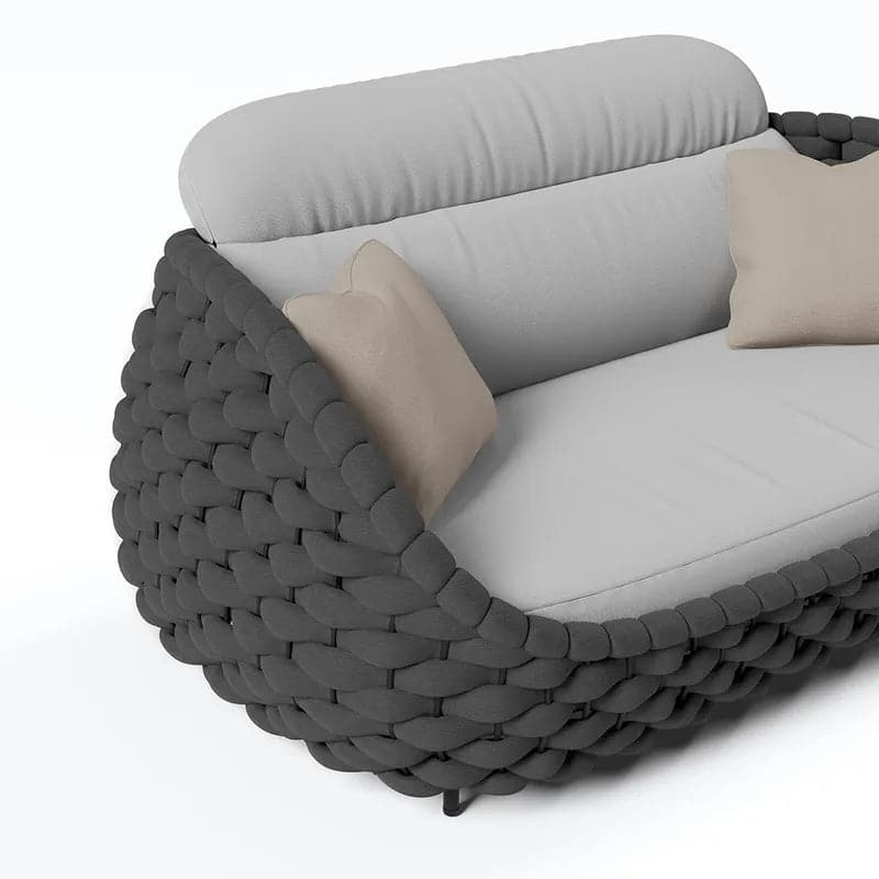 3 Seater Modern Woven Textilene Rope Outdoor Sofa with Removable Cushion Gray