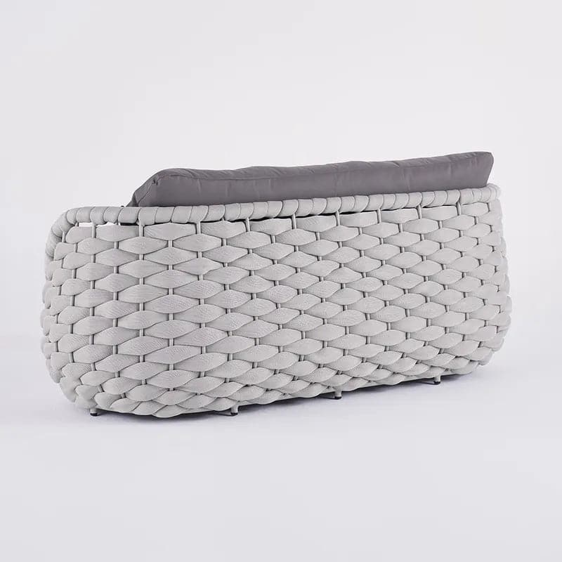 Canapé d'extérieur moderne 3 places en corde de textilène tissée avec coussin amovible gris