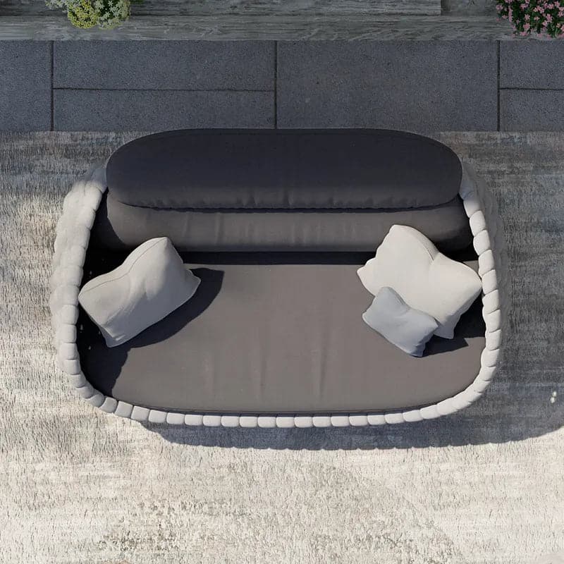 3 Seater Modern Woven Textilene Rope Outdoor Sofa with Removable Cushion Gray