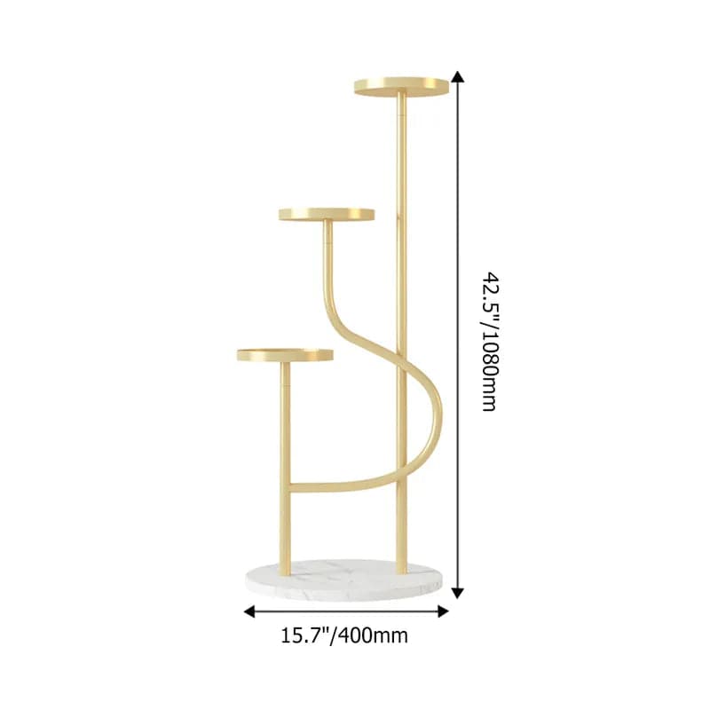 Support pour plantes en métal de 42,5 pouces de hauteur, jardinière d'angle moderne à 3 niveaux en or