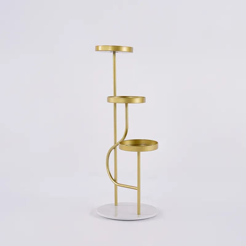 42.5 Tall Metal Plant Stand 3 Tier Modern Corner Ladder Planter in Gold