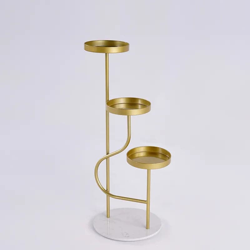 42.5 Tall Metal Plant Stand 3 Tier Modern Corner Ladder Planter in Gold