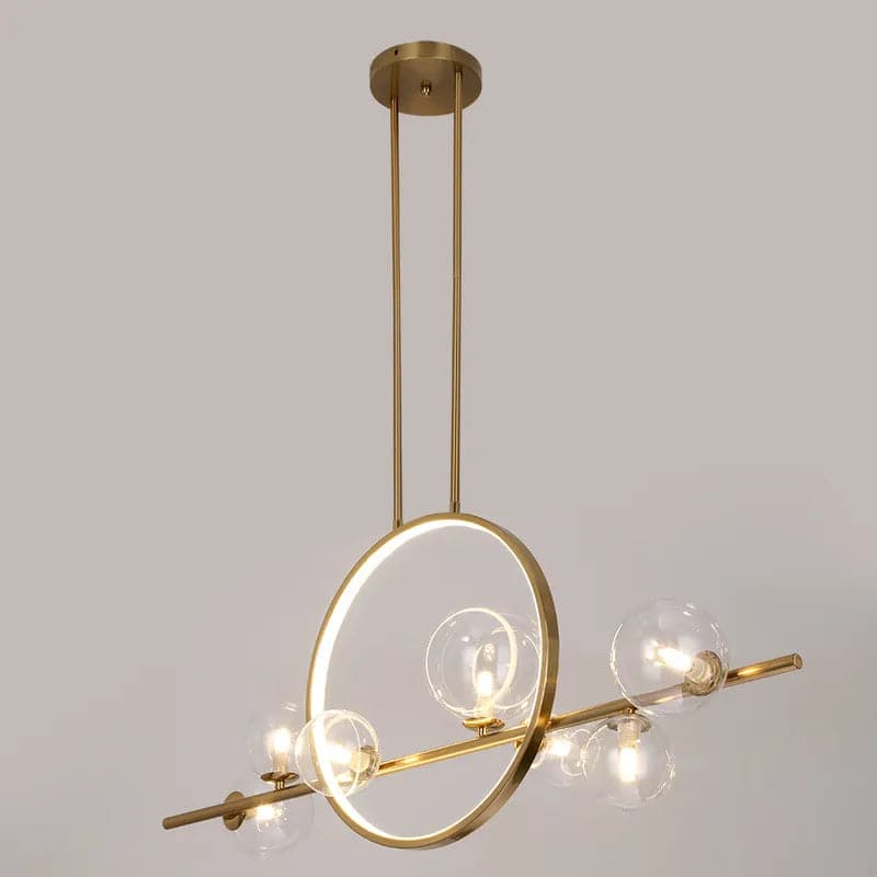 Modern Linear Gold Kitchen Island Light 7-Light Glass Globe Shade#Gold