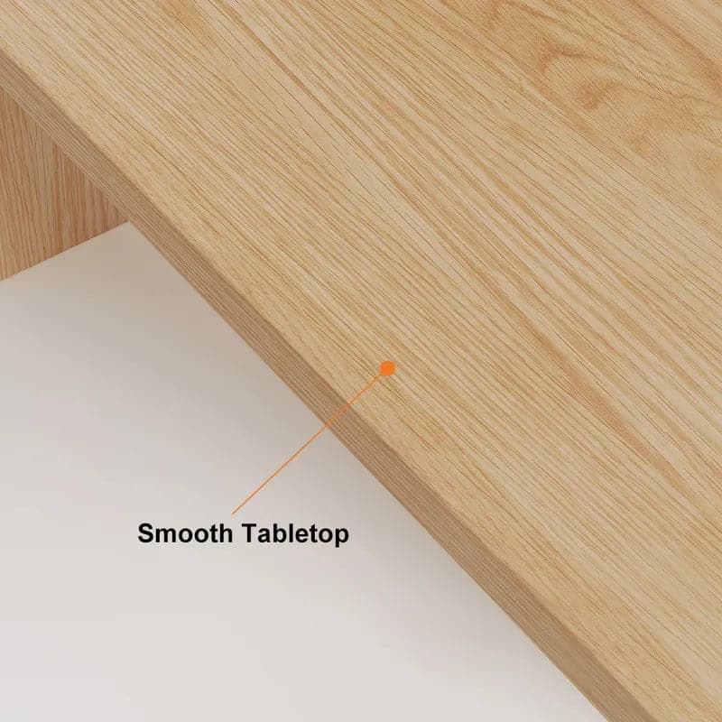 Table basse en bois de pin de 47,2 po de forme rectangulaire en naturel avec base abstraite