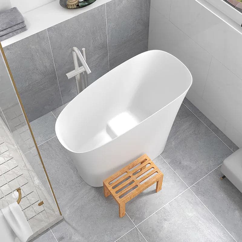 47 Modern Oblique Deep Freestanding Matte White&Black Stone Resin Japanese Soaking Bathtub#White