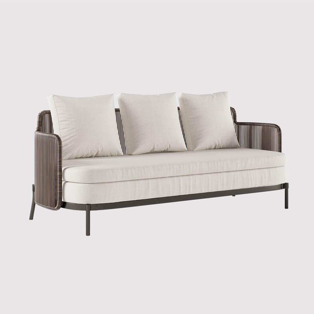 Ensemble de canapé d'extérieur en aluminium et rotin, 4 pièces, avec dessus en Faux marbre, coussin de Table basse, oreiller