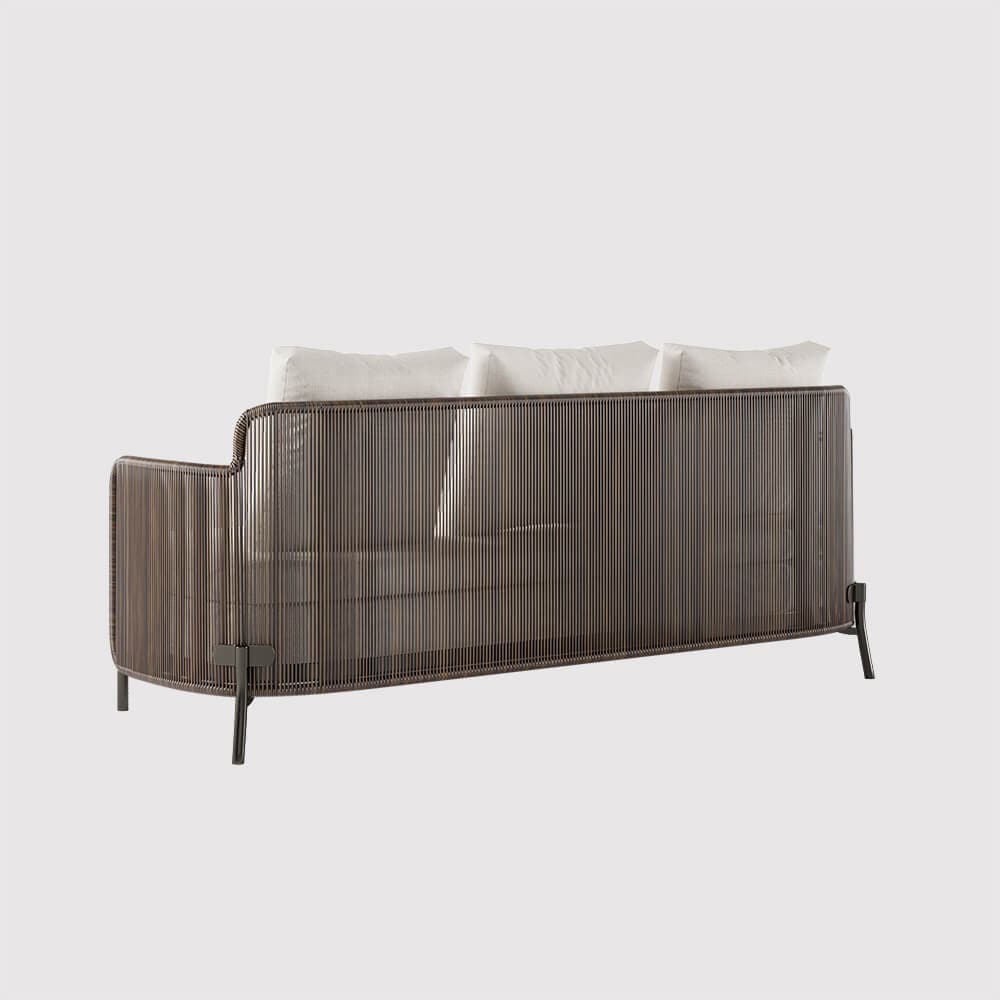 Ensemble de canapé d'extérieur en aluminium et rotin, 4 pièces, avec dessus en Faux marbre, coussin de Table basse, oreiller