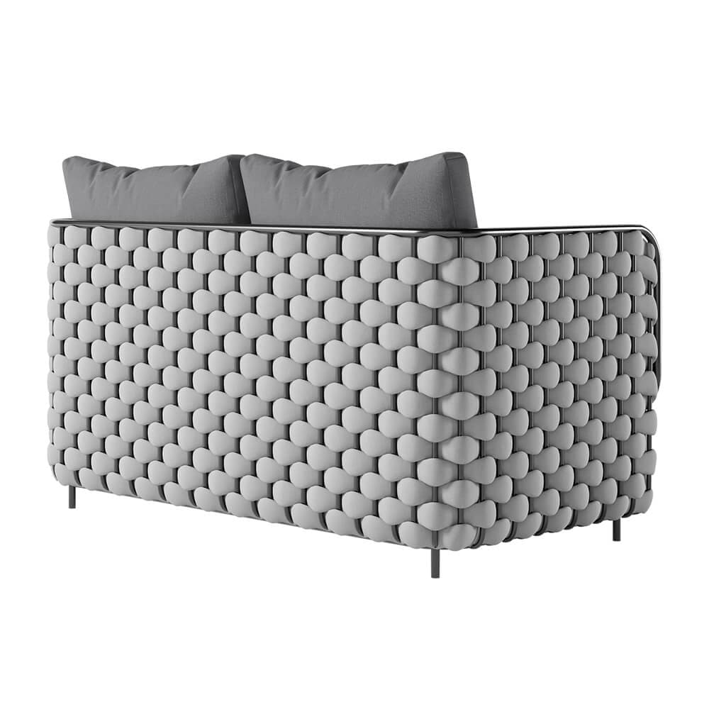 Ensemble de canapé d'extérieur en aluminium et corde, 4 pièces, avec Table basse en Faux marbre et oreiller