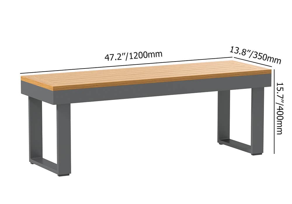 Ensemble de canapé sectionnel d'extérieur en bois et aluminium 4 pièces pour 5 personnes avec table à manger en gris