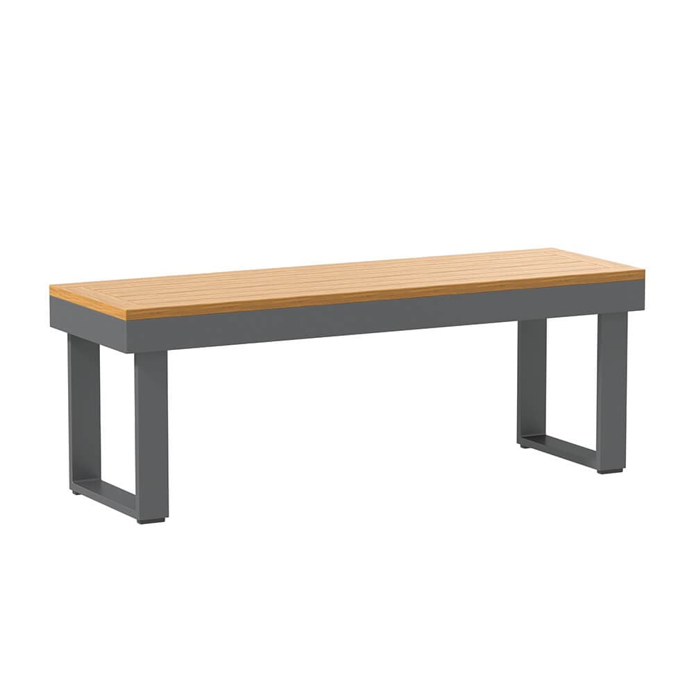 Ensemble de canapé sectionnel d'extérieur en bois et aluminium 4 pièces pour 5 personnes avec table à manger en gris