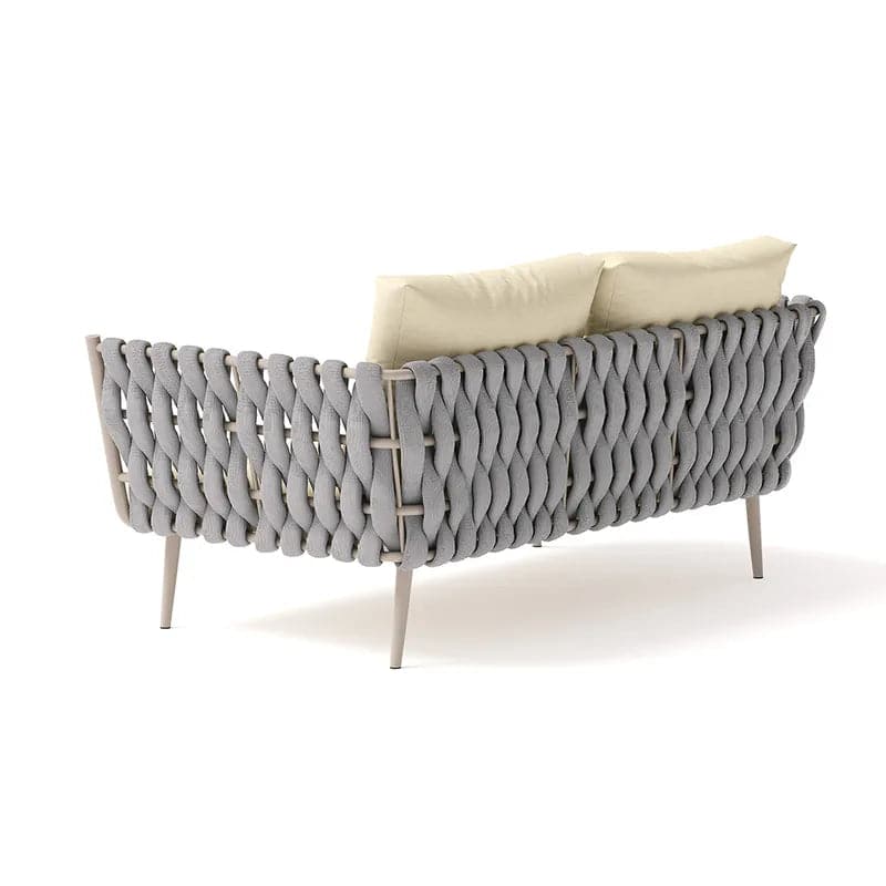 Ensemble de canapés sectionnels d'extérieur 4 pièces avec sièges en sangle et coussins en beige et gris