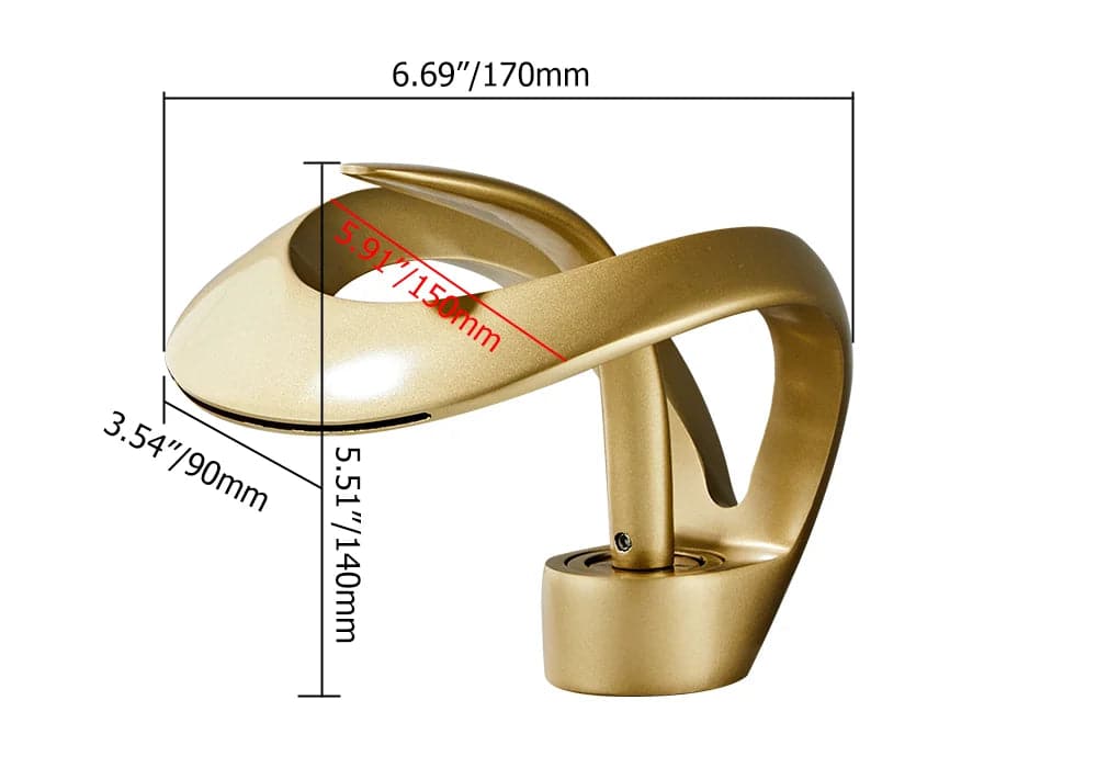 Modern Elegant Waterfall Bathroom Sink Faucet Single Handle Solid Brass in Gold#Gold