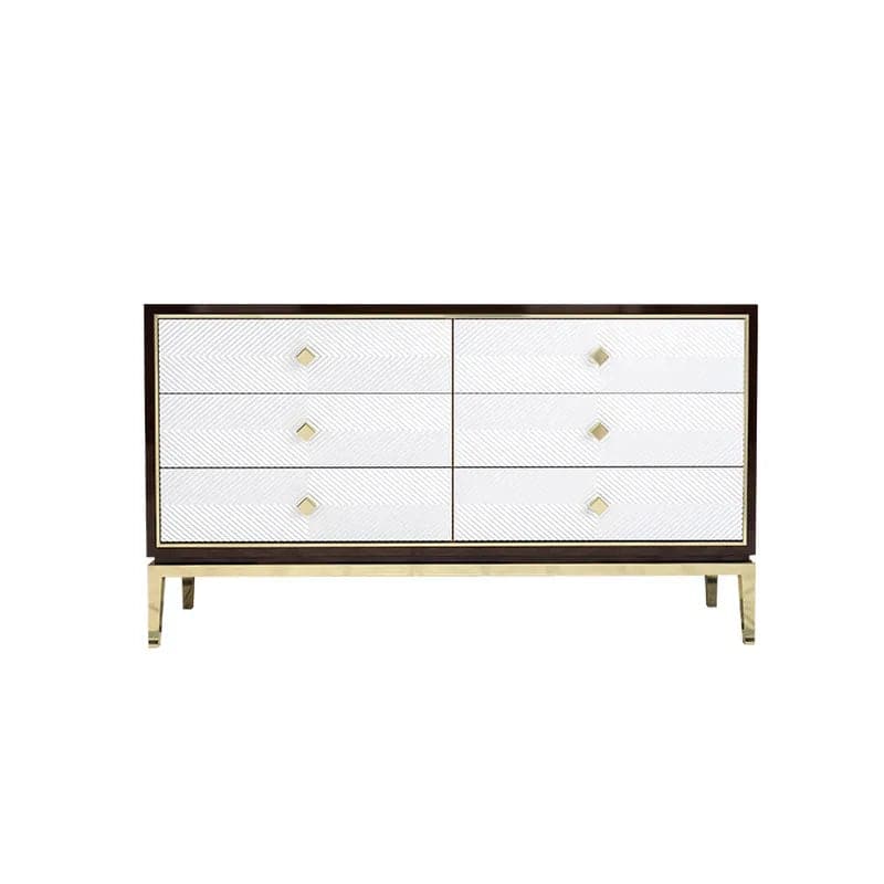 Commode de chambre moderne de 59,1 po avec armoire à 6 tiroirs pour le rangement en or